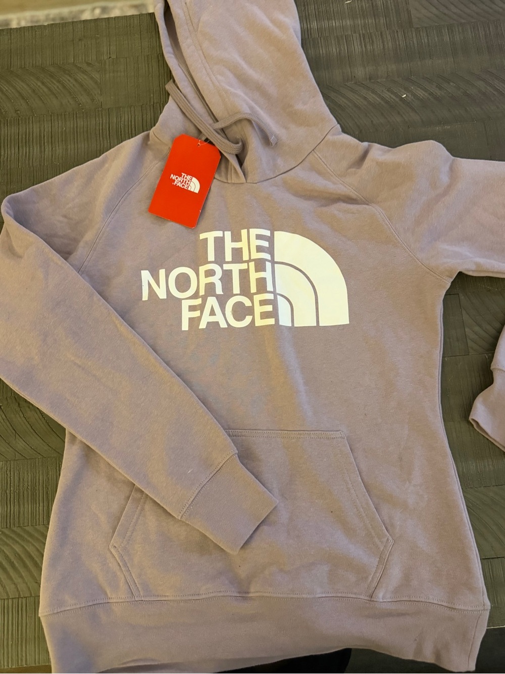 The North Face Lavender Crewneck Hoodie with White Logo